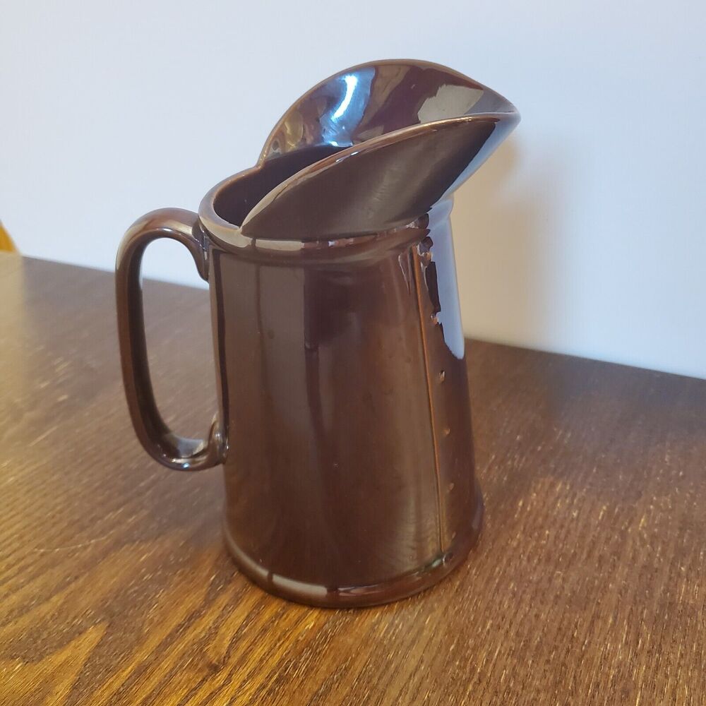 Vintage Ceramic Syrup Serving 2 Pitchers 🐓‎ Roosters Brown Glaze SET - Picture 9 of 16